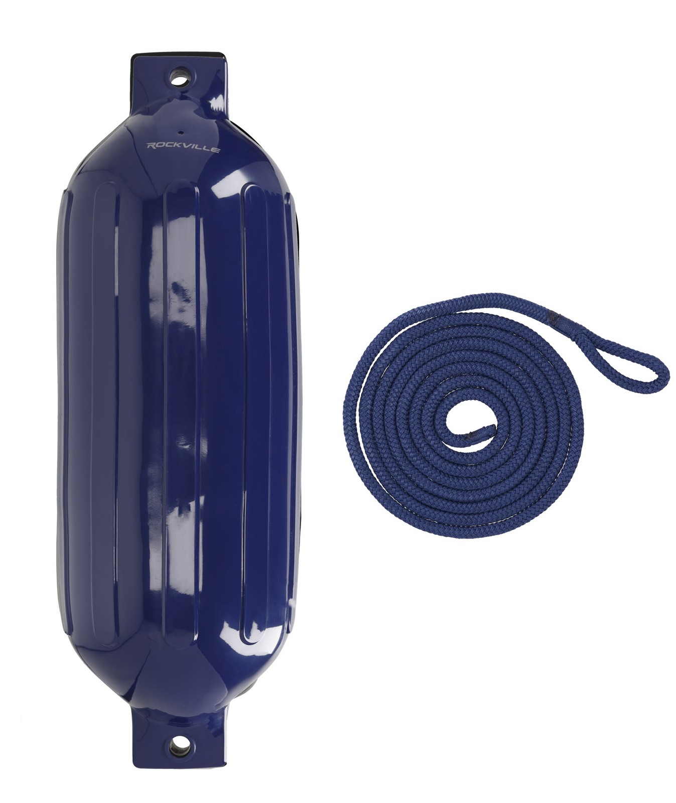 Rockville FEN110-NAVY BLUE 10″ x 30″ Marine Boat Fender, UV-Resistant/Inflatable
