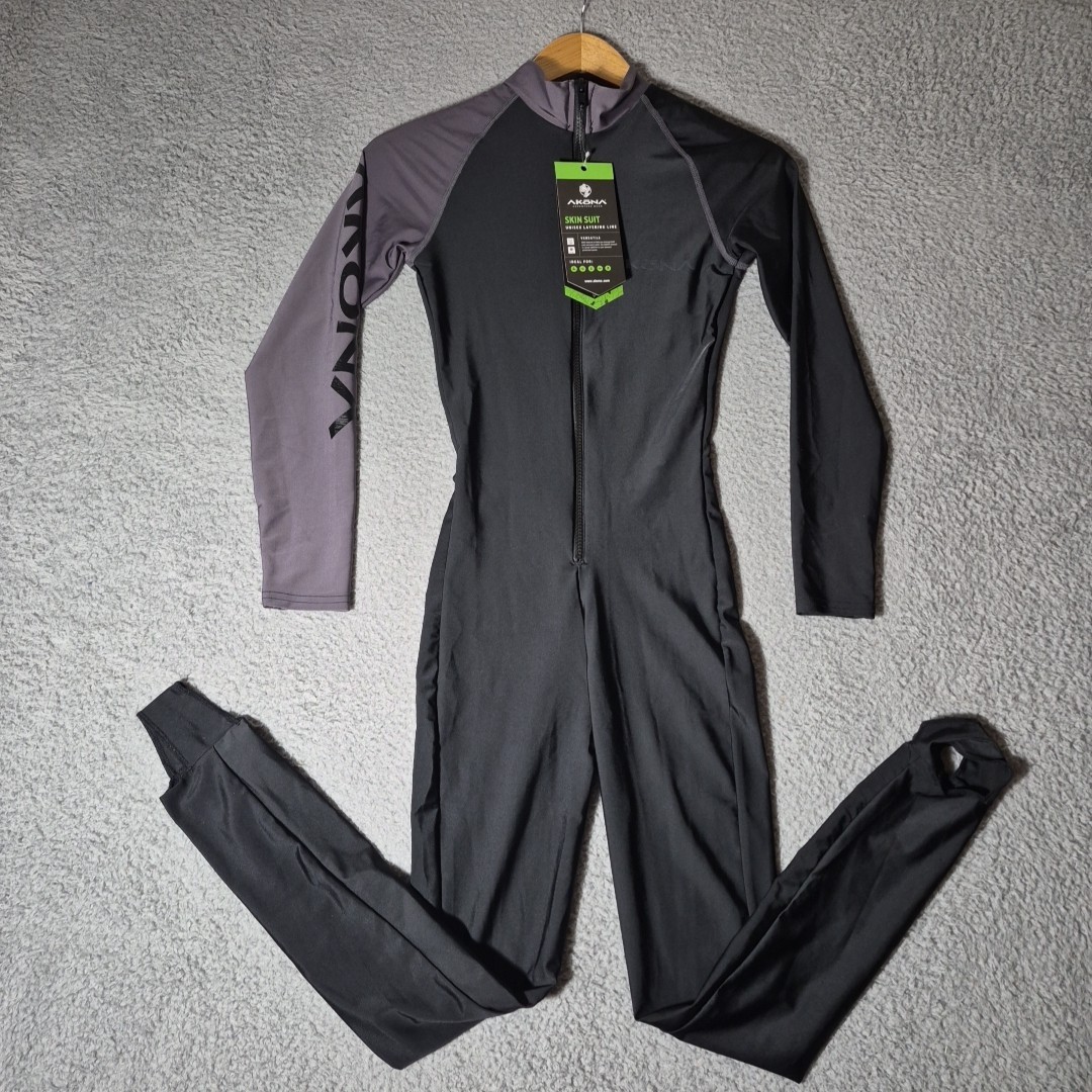 Akona Skin Suit Black Gray Unisex Small 5’5″ Height