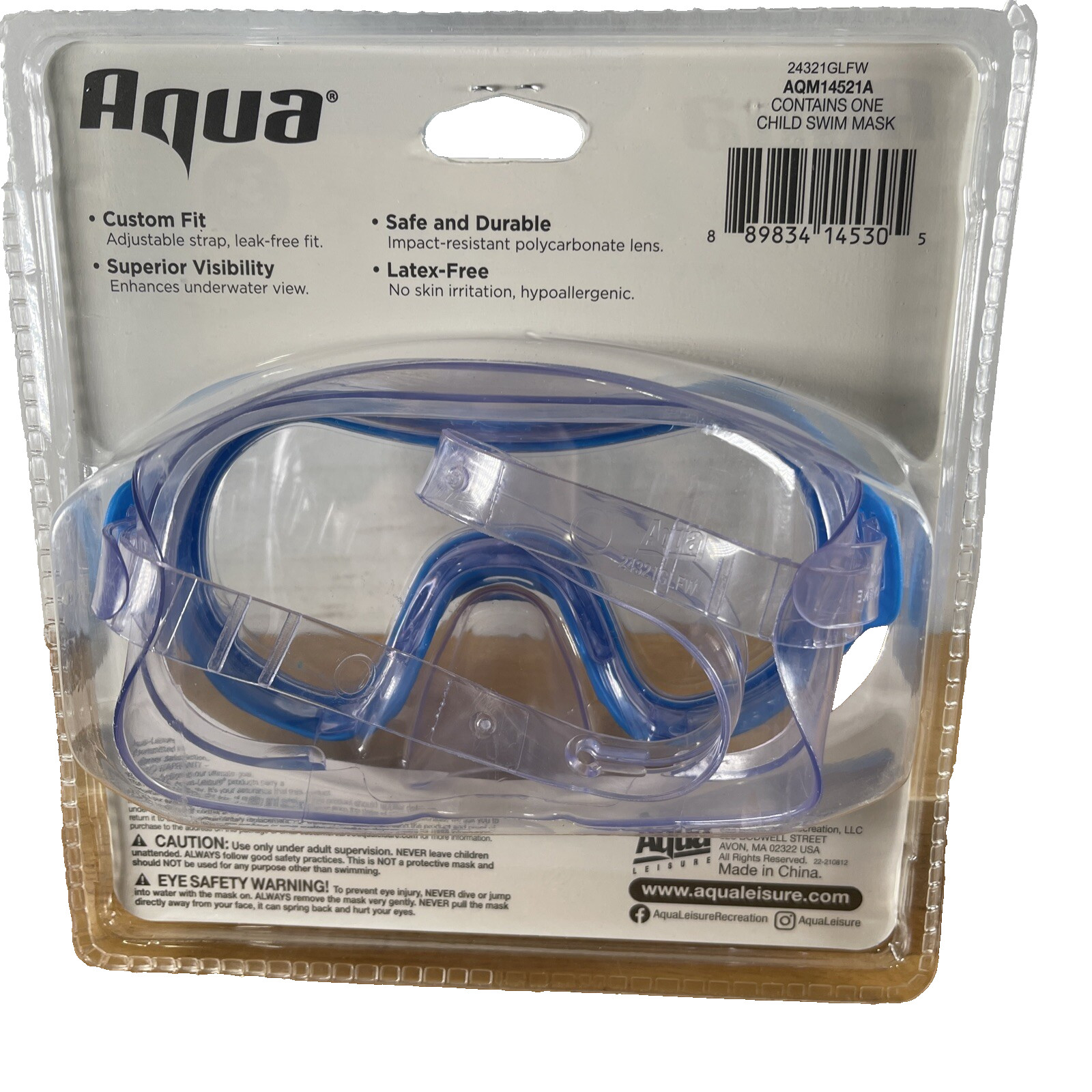 NEW SEALED Aqua JAMAICA Swim Mask Blue CHILD 3+