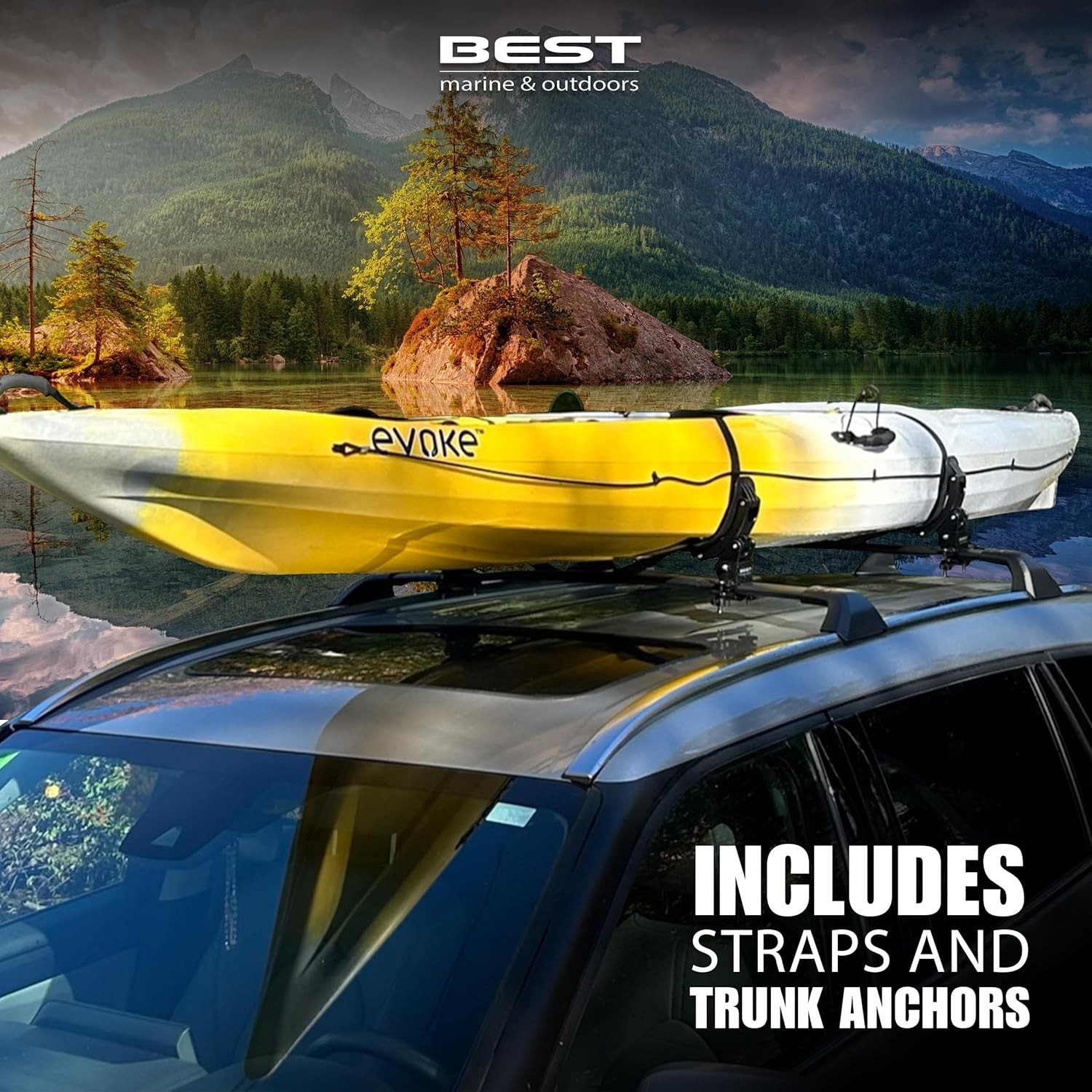 Universal Kayak Roof Rack Saddles for Cars, Trucks & SUVs – Easy Mounting!