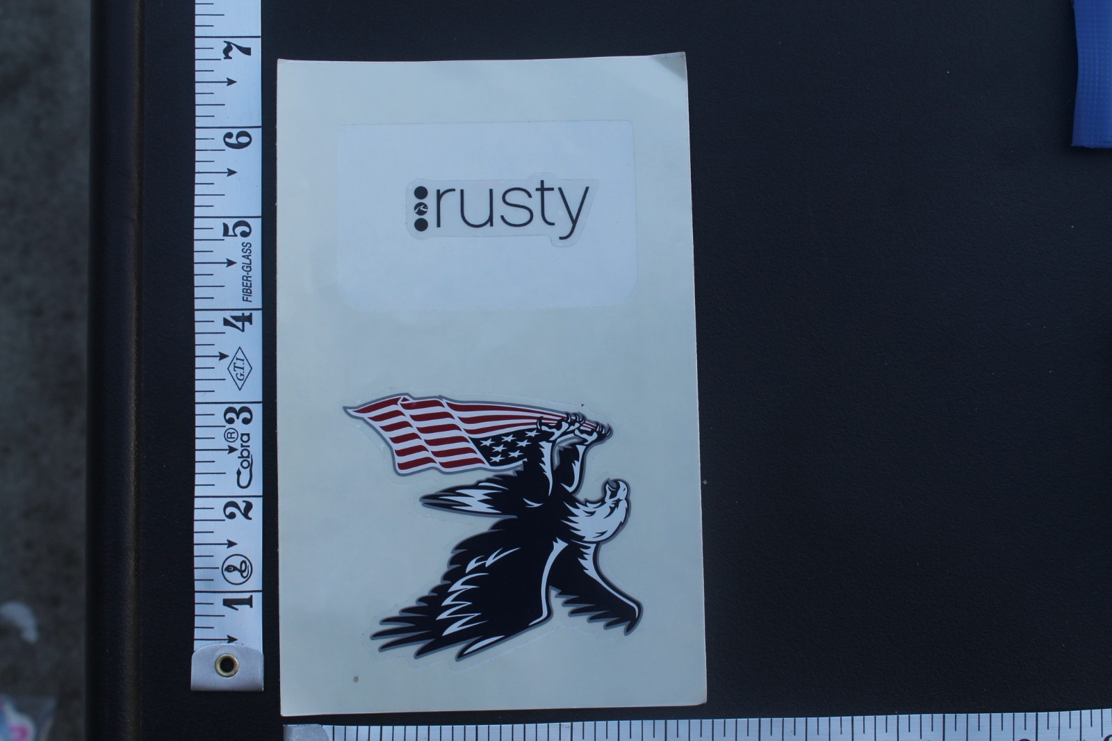 Rusty Surf Surfboards Eagle USA Flag OG V8B Vintage Surfing STICKER Sheet of 2