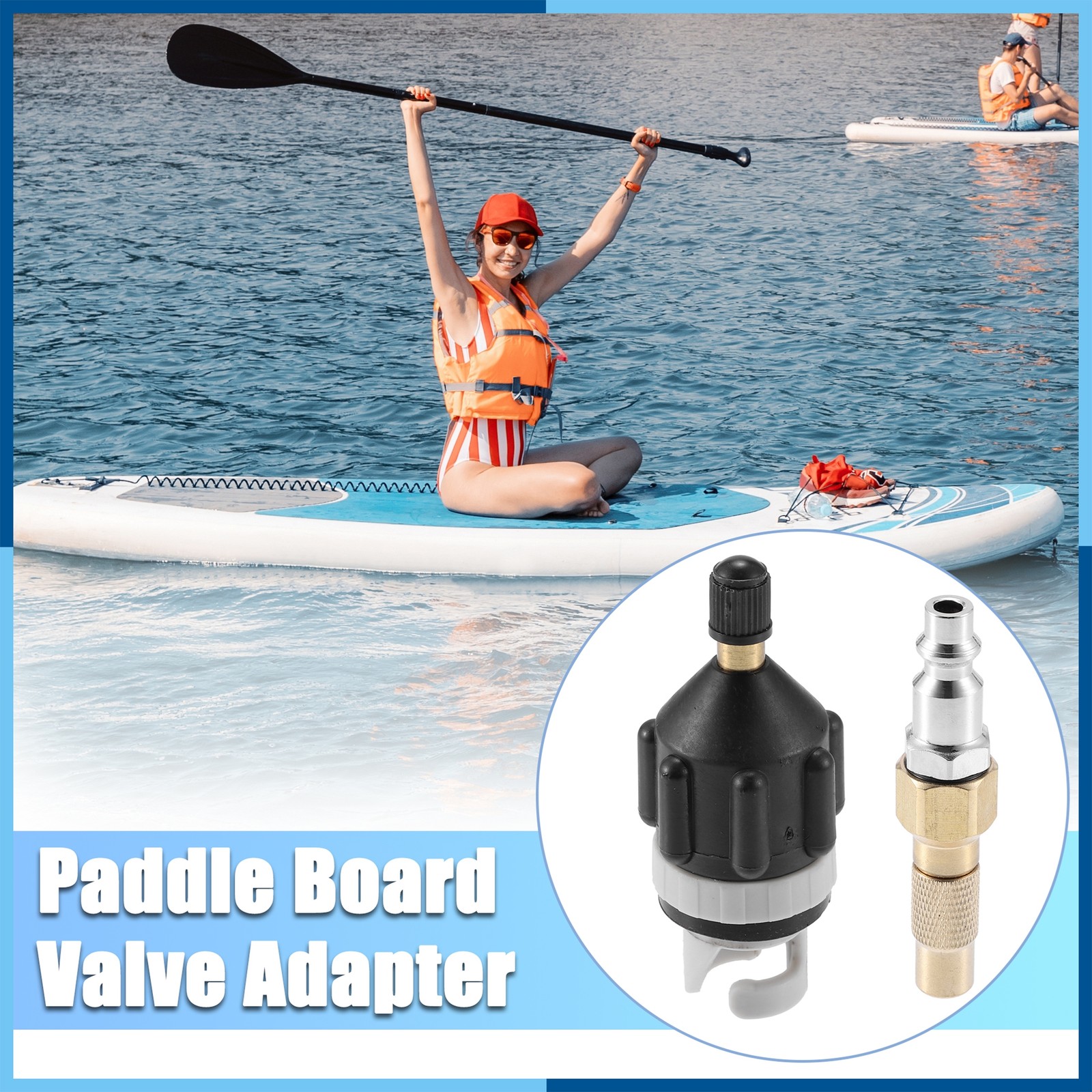 1Set Boat Paddle Board Valve Adapter with America Type Push Inflatable Nozzle
