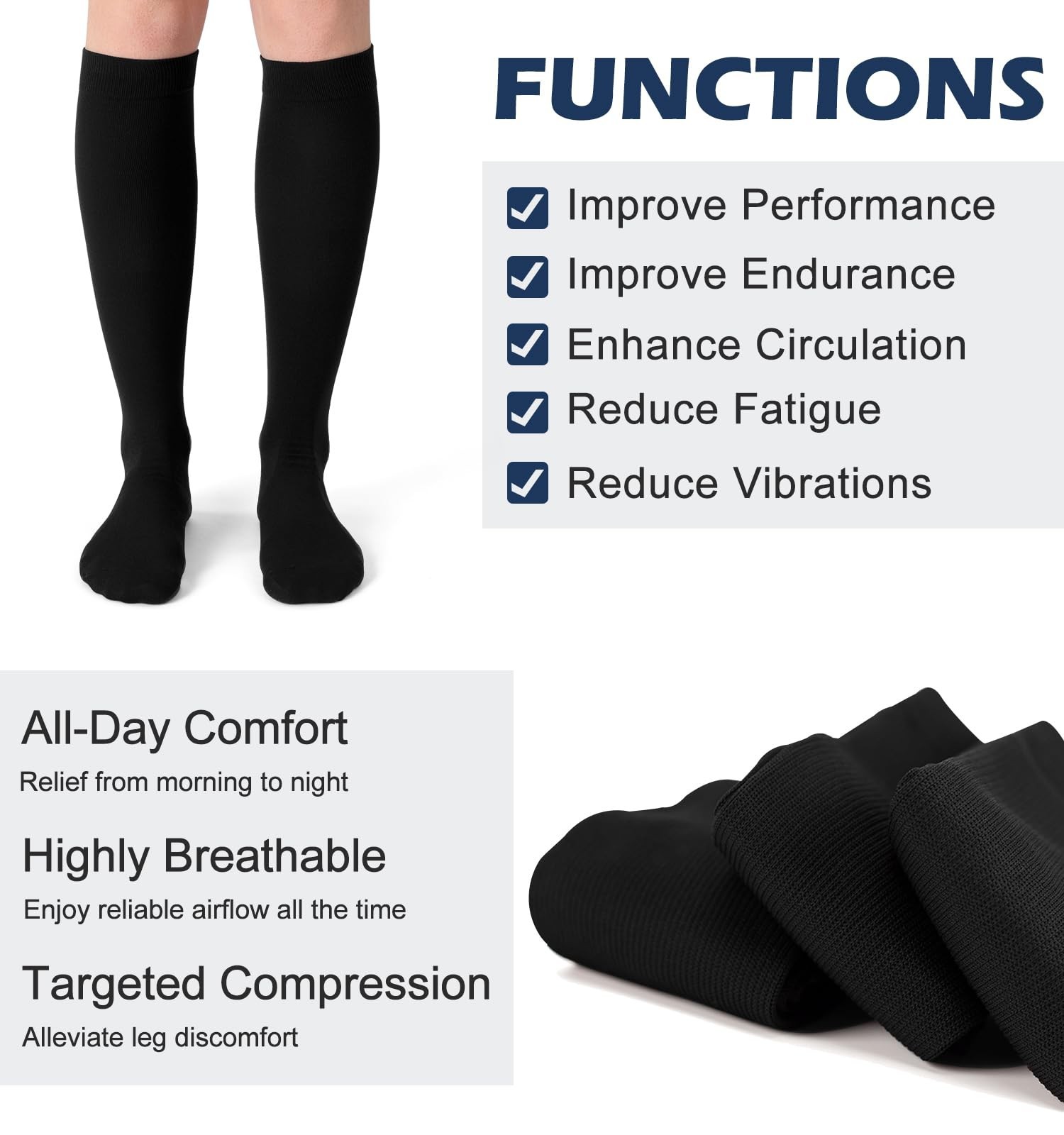 (3 pairs) Compression Socks 20-30 mmHg Long Knee High Socks for Women Men Sup…