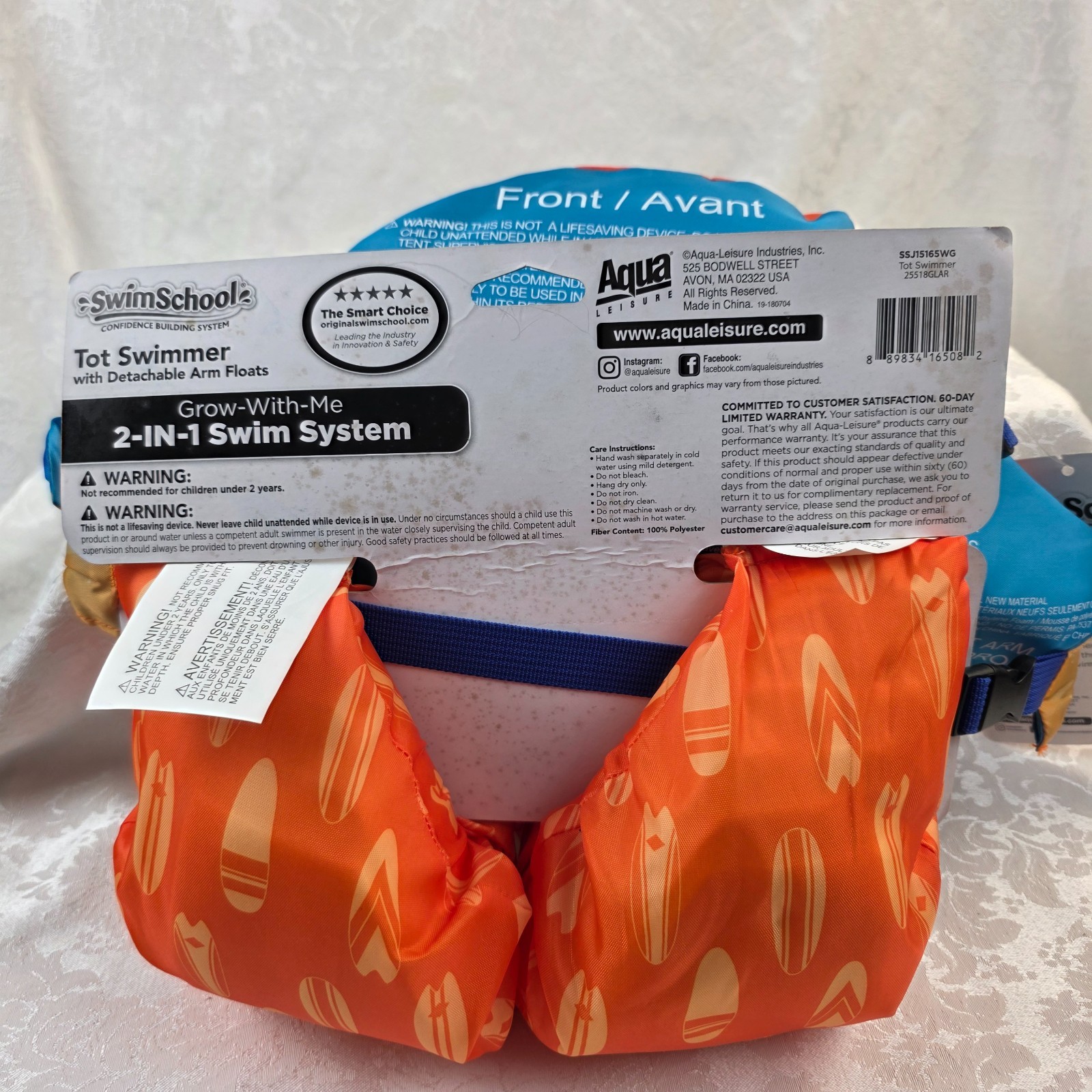 Child Swim Chest and Arm Floats 4-6 yrs made by Swimschool Frog orange