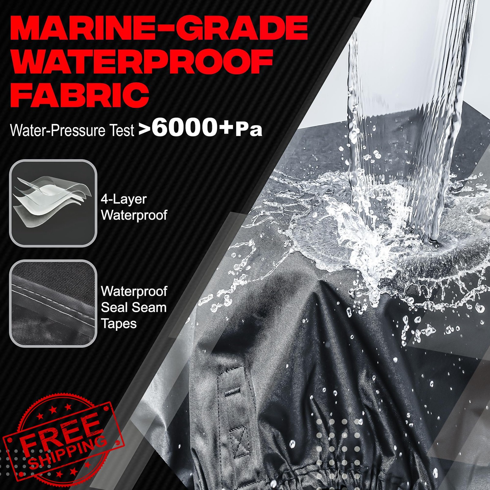 FOCEAN 19-21ft Black Boat Cover Storage Bag