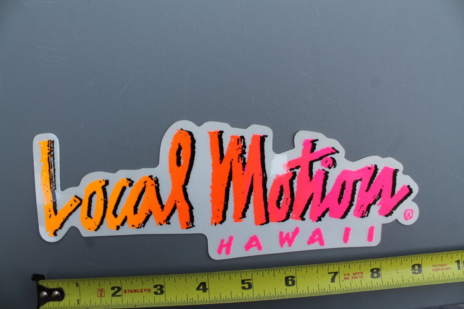 LOCAL MOTION Hawaii Clear Neon Orange Pink Fade 80’s Vintage Surfing STICKER