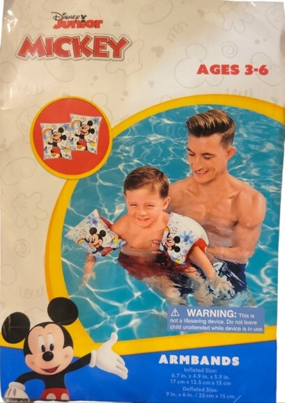 Disney Junior Mickey Mouse Inflatable Swim Arm Bands Floaties Pool Water Age 3-6