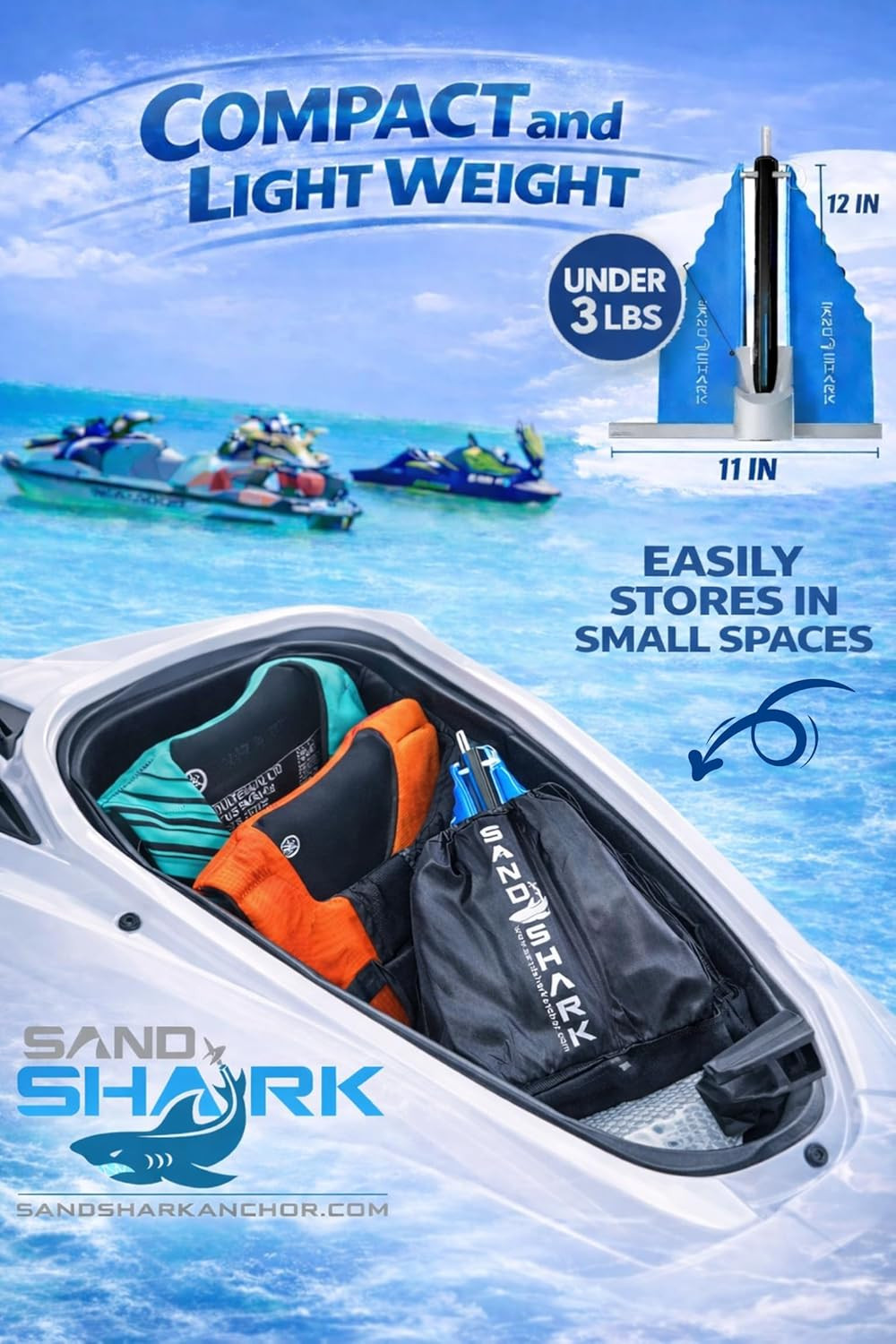 Sandshark Premium Fluke Anchor-Retractable Shaft Easy Storage-Aluminum Pontoon B