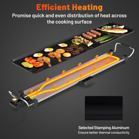 Costway 35 Inch Large Electric Griddle Nonstick BBQ Grill with Adjustable Temper