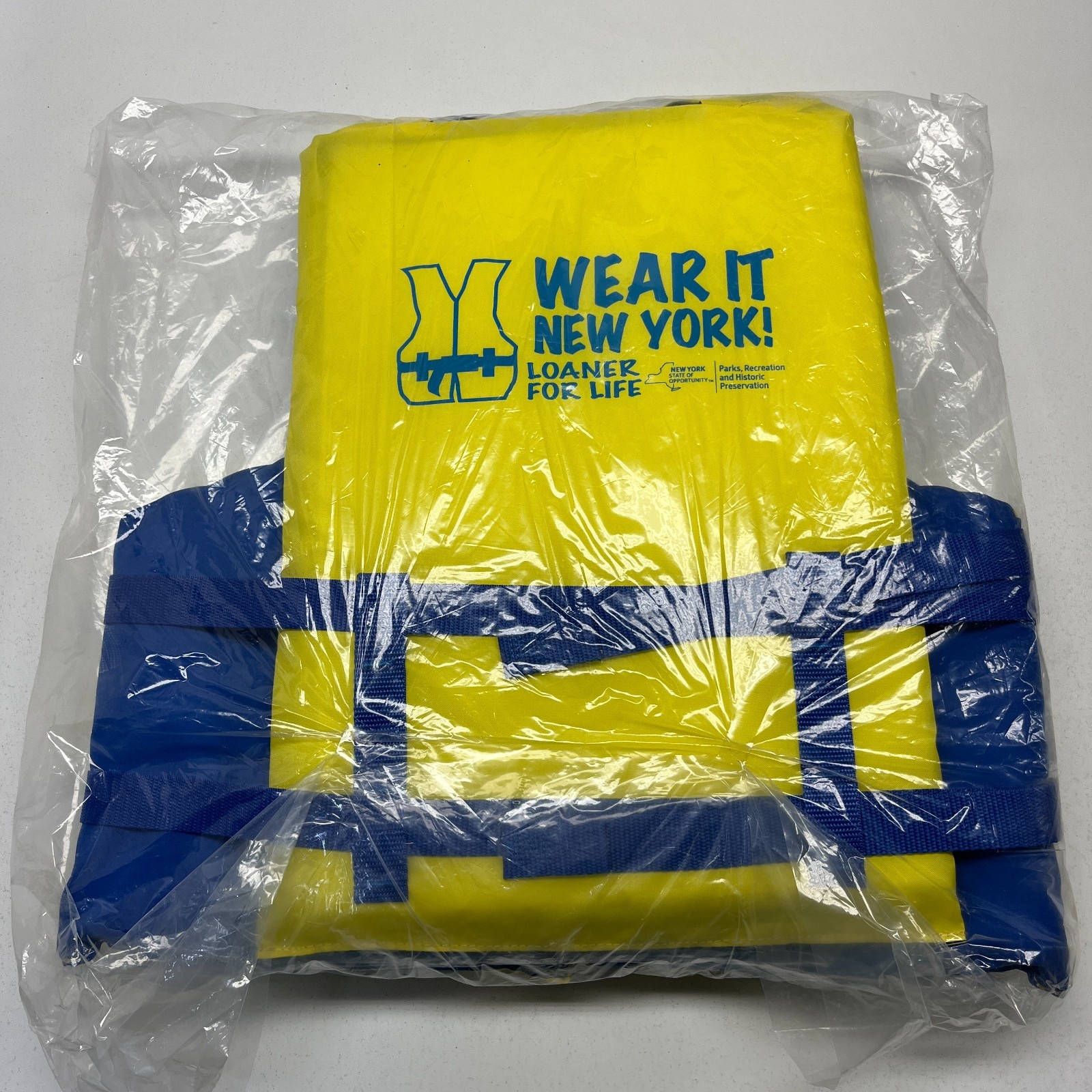 Life Jacket Blue & Yellow ADULT SIZE over 90 lbs