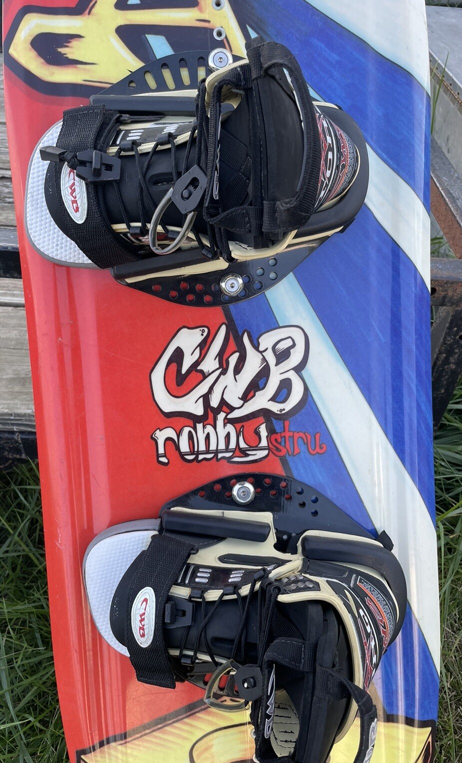 Vintage Cwb Robby Stru Wakeboard 132cm W/ Torq Bindings Large/XL Pro Model 3082