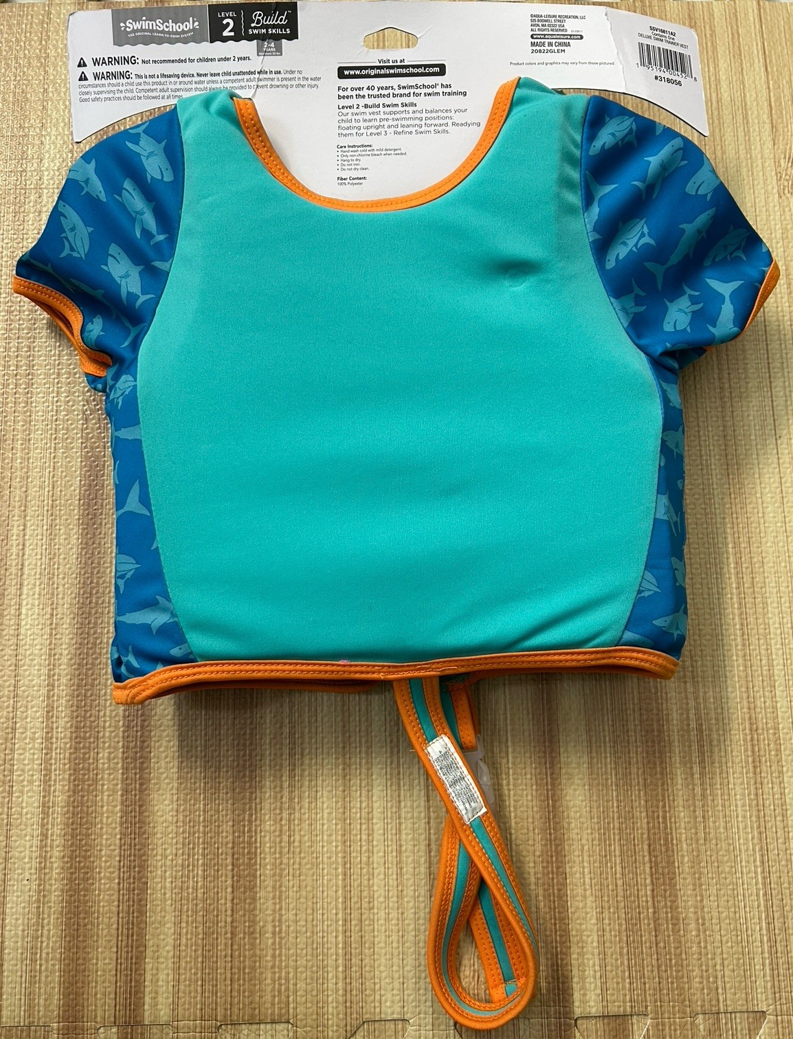 SwimSchool Deluxe 3-in-1 Swim Trainer Vest Level 2 Kids 2-4 Years Blue