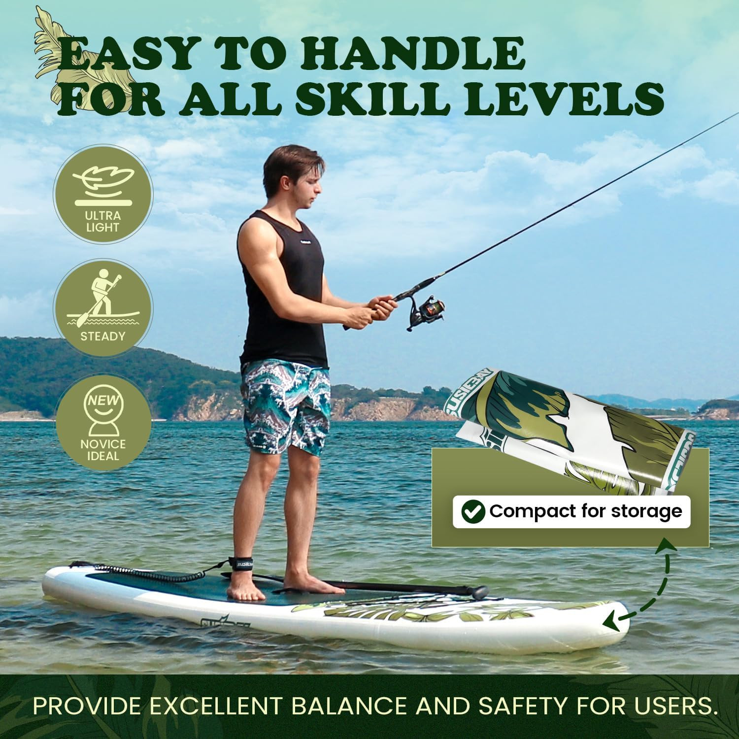 Inflatable Stand up Paddle Board, 11Ft 10‘6“ Paddle Board for Adults & Youth, Du