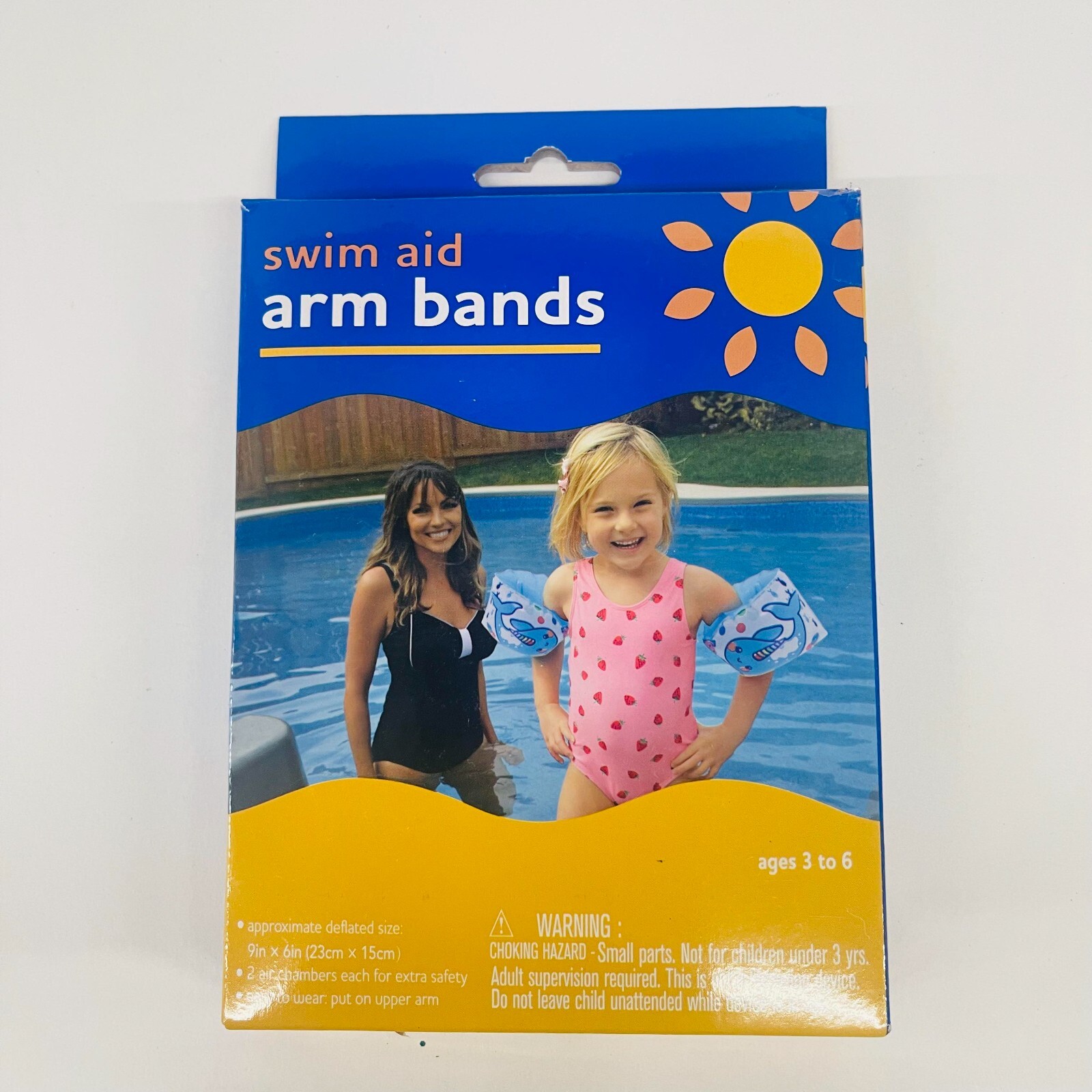 Swim Aid Armbands Inflatable Water Safety Training Arm Bands Heart Print Ages3-6