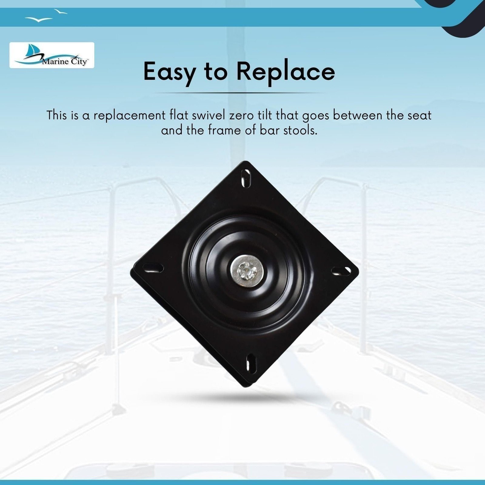 Marine City 7-Inch Universal Swivel Seat Base 360 Rotation for Boats, Yachts