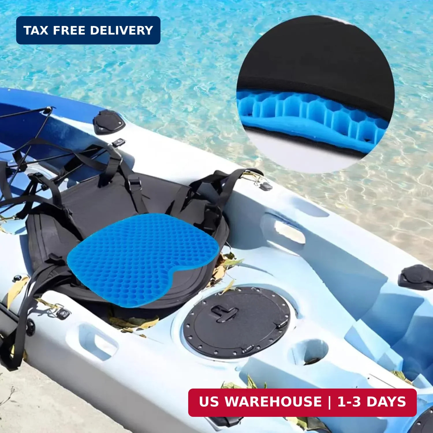 Anti-Slip Kayak Seat Cushion Waterproof Thicken Gel Boat Pad for Sit in Kayak Ch