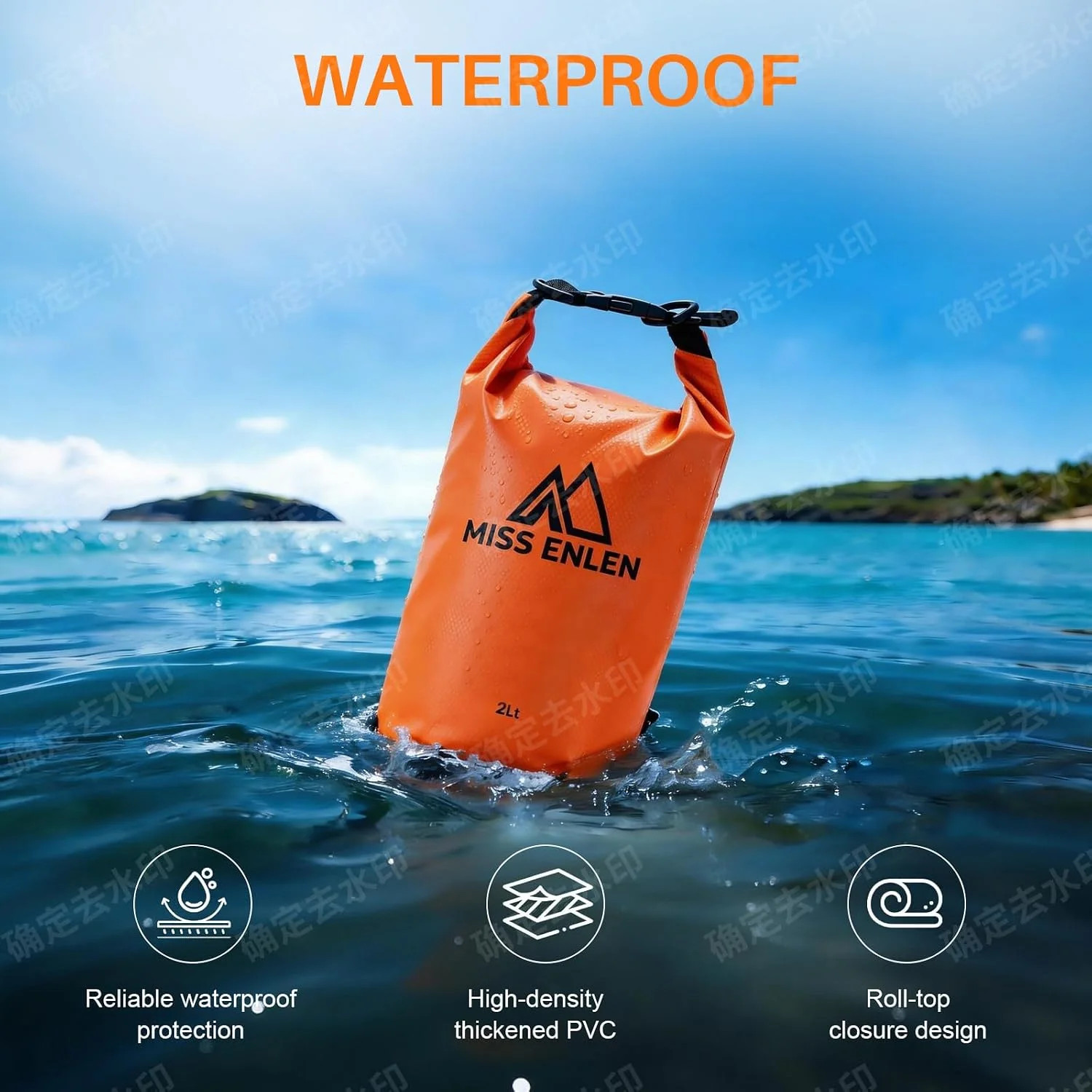 Waterproof Dry Bag 500D PVC Roll Top Dry Sack with 3 Carrying Ways, Lightweight