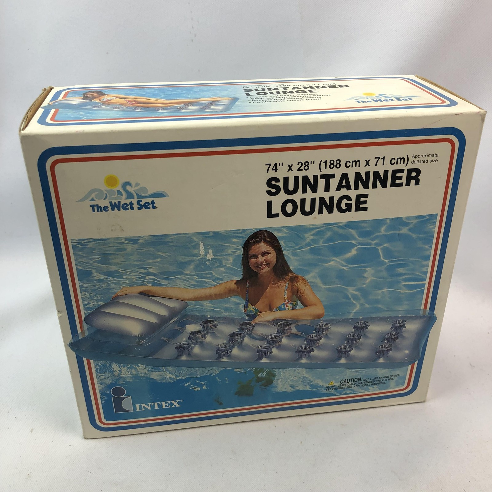 Vintage Intex The Wet Set Suntanner Lounge 74×28 Blue Inflatable Pool Raft 1999