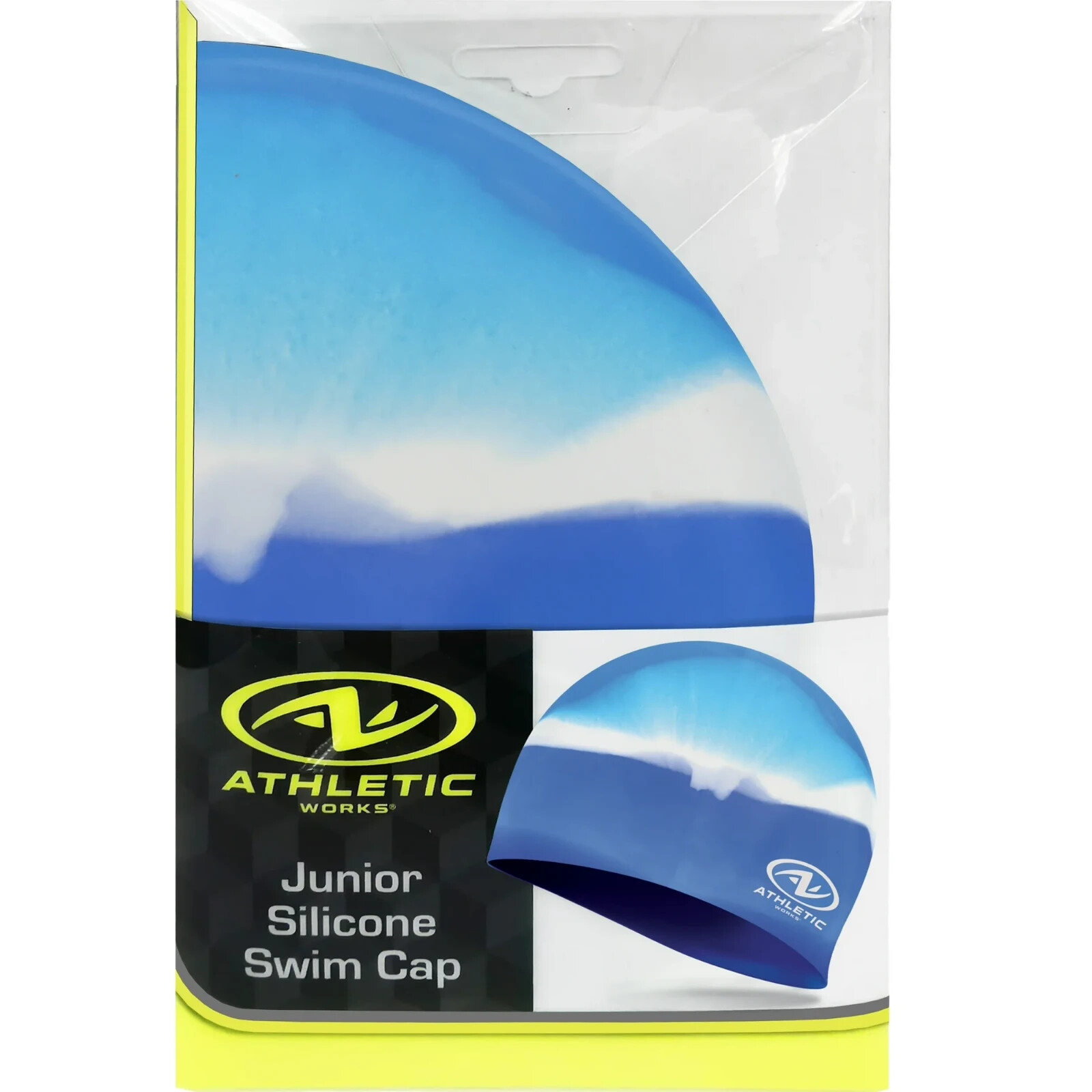 ATHLETIC WORKS Junior / Youth Swim Cap 100% Silicone Latex Free – Ice Blue