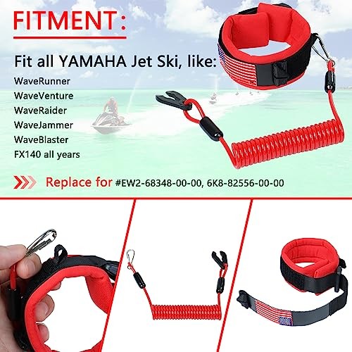 Boat Kill Switch Lanyard Jet Ski Wrist Strap Fit for Yamaha Jet Red