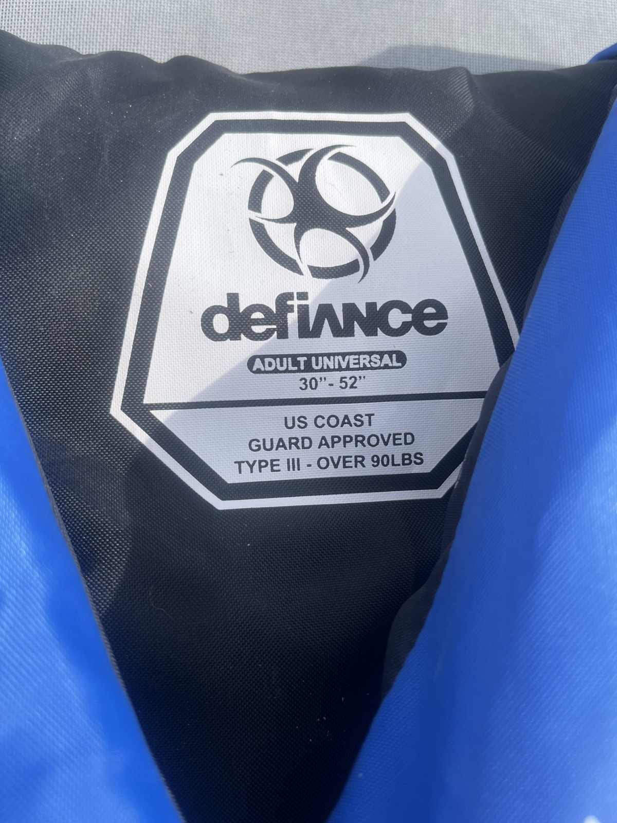 Defiance Life Jacket Adult Universal Type III 30-52″ Chest, Over 90 lbs. Blue