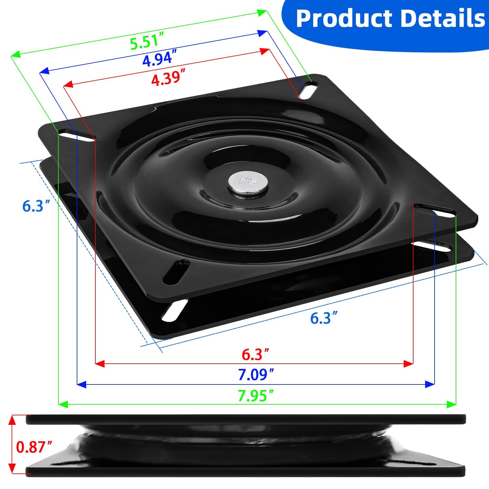 Boat Seat Swivel Base Mount,Boat Pedestal Mount Clamp on with Black