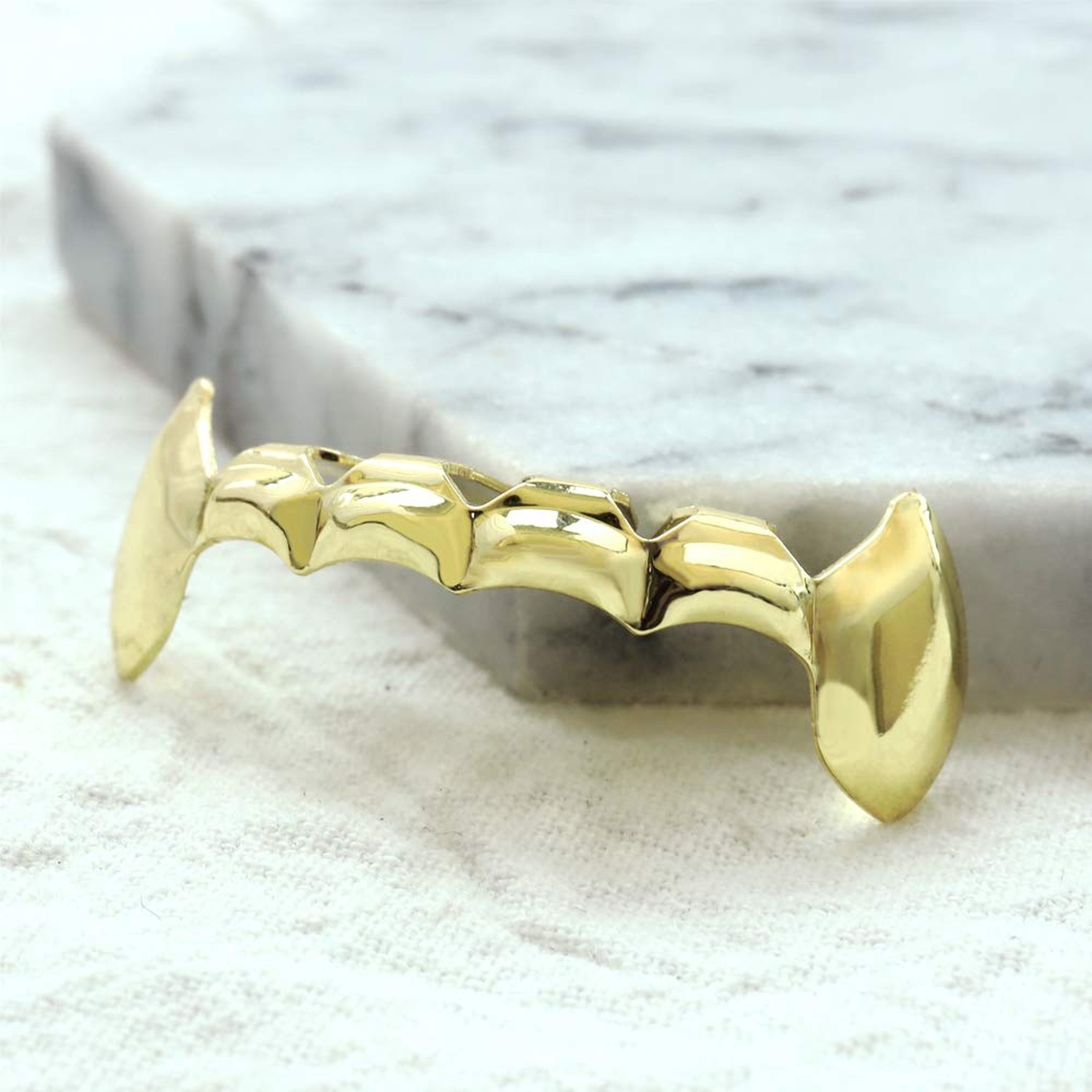 24K Gold Plated Grillz Bottom Vampire Fangs Grill Hip Hop Teeth Caps + Extra …