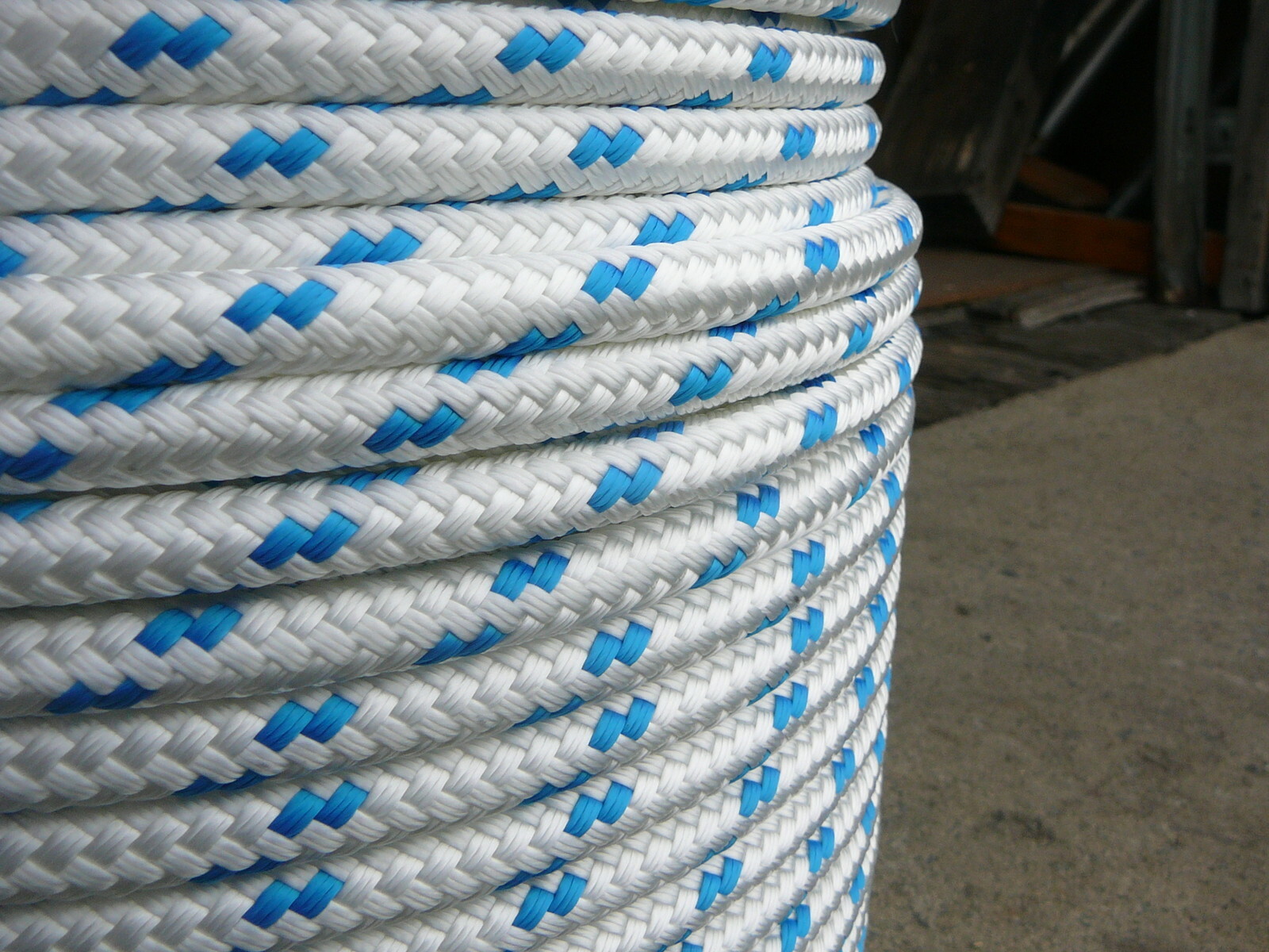 Sailboat Rigging Rope 3/8″ x 100′ White/Blue Double Braided Sheet Halyard Line