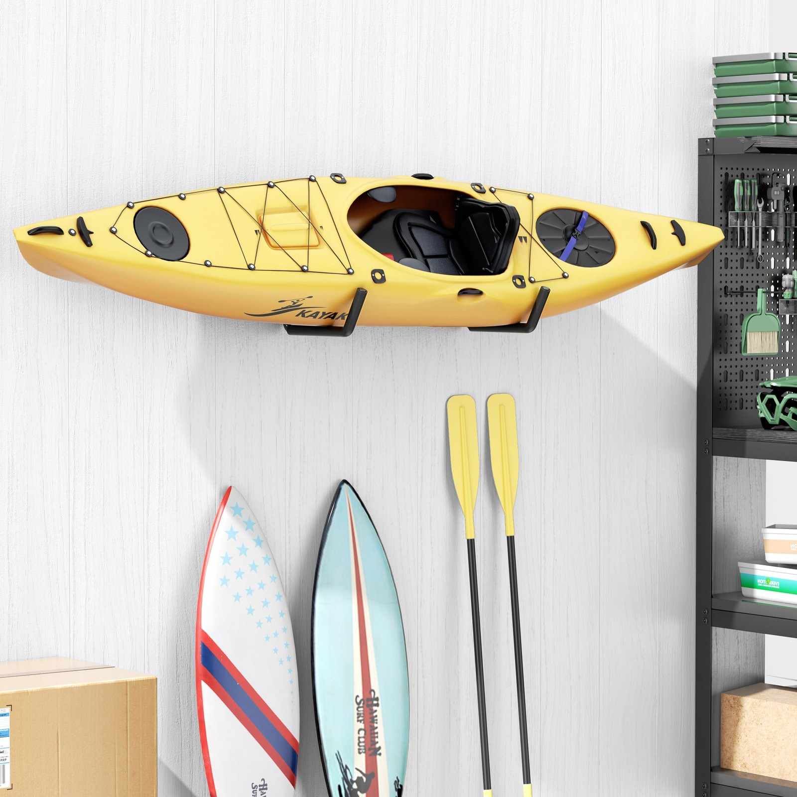 Heavy Duty Garage Storage Hooks 120 LB Capacity Wall Mount Kayak Ladder