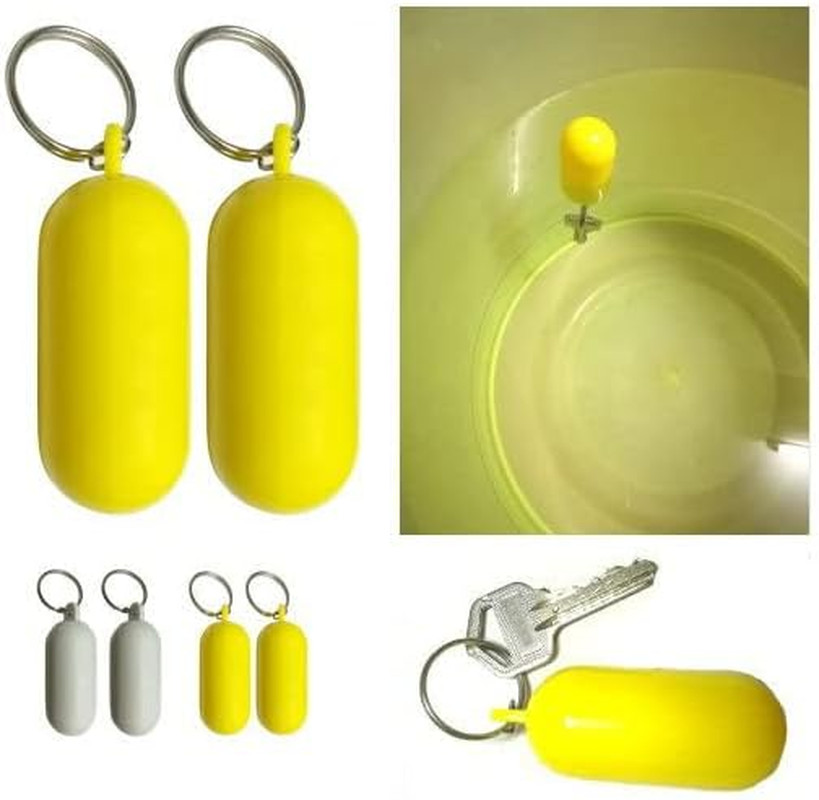5Pcs Boat Floating Keychains 2.68X0.98In Yellow Buoy Float Key Pendant Oval Shap