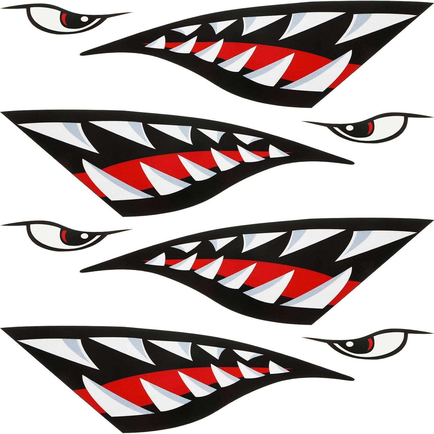 4 Pcs Shark Teeth Mouth Kayak Stickers Decals Waterproof Flying Tiger Decal Warh