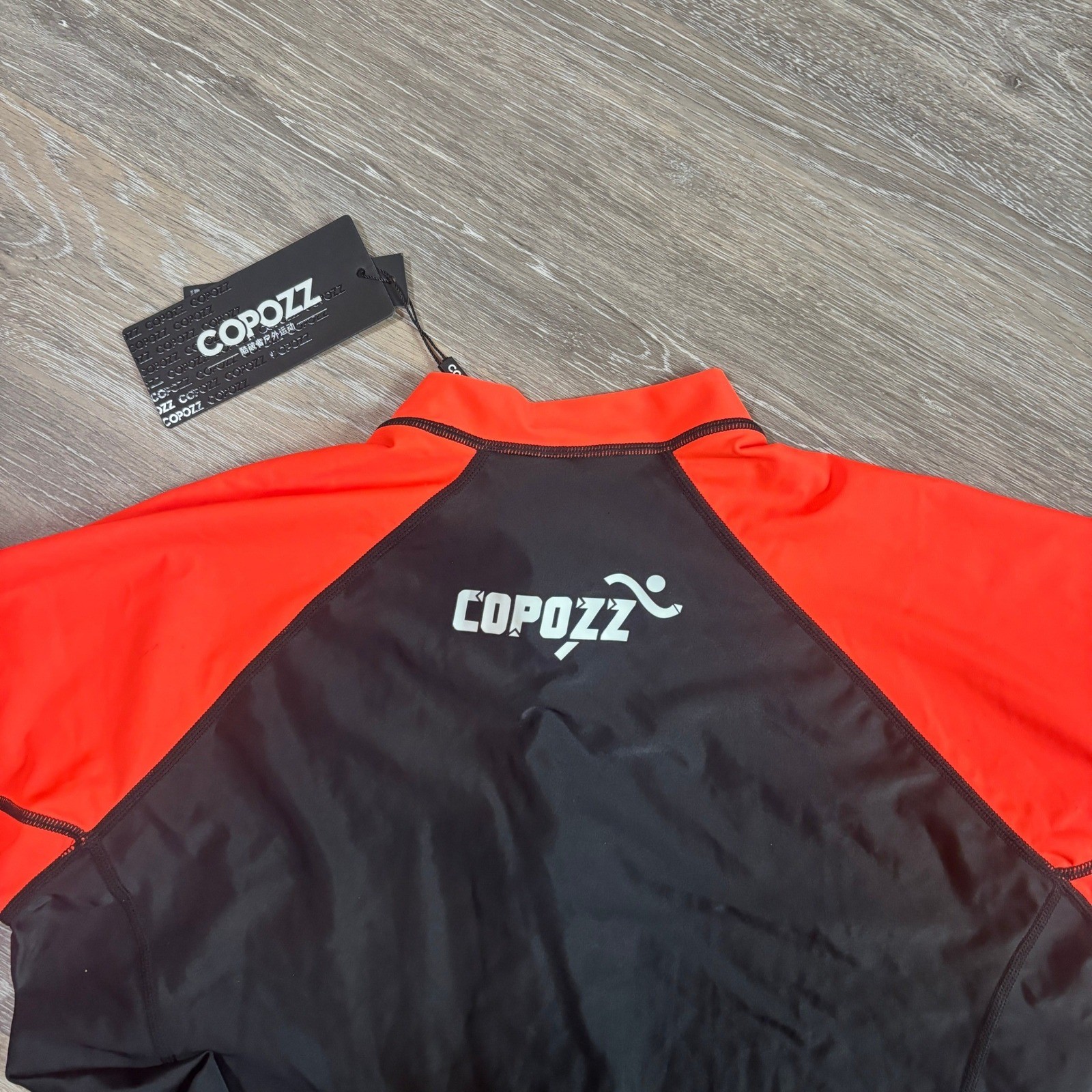Copozz Full Body Rash Guard Wetsuit 3XL Black Neon Orange Long Sleeve Stirrup