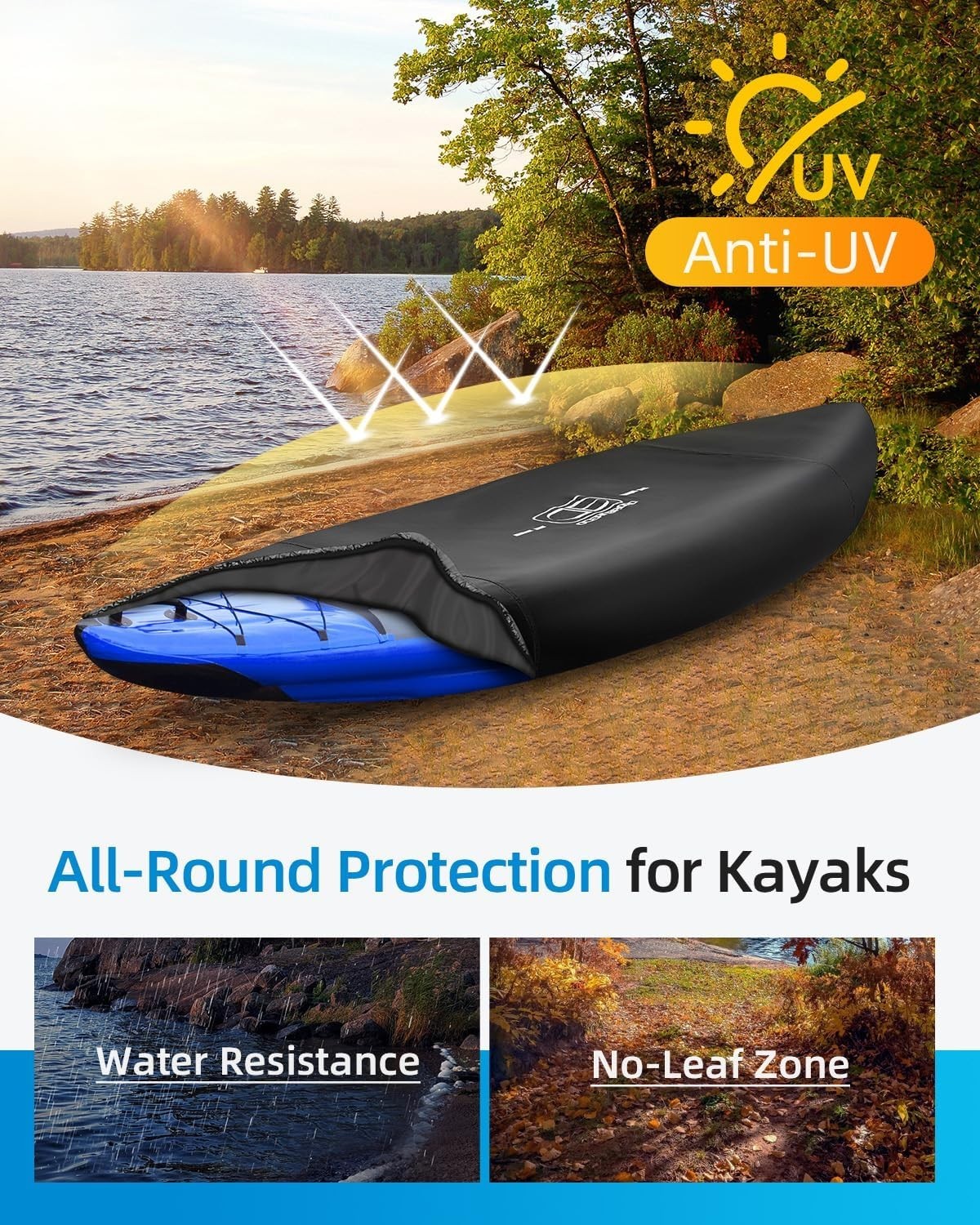 Kayak Cover, Water-Resistant UV-Resistant Kayak Canoe Fishing Boat Dust Cover…