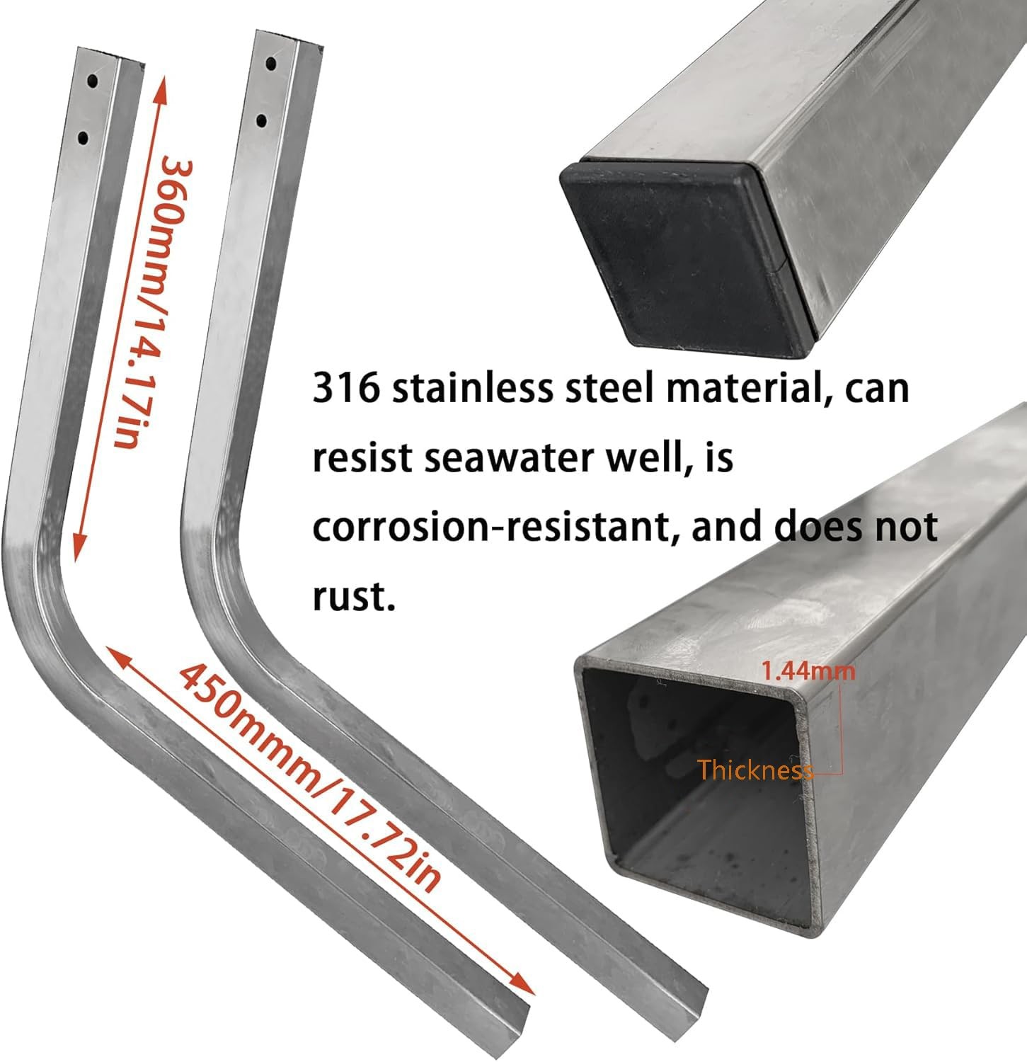 SUONE Boat Trailer Guides Adjustable 316L Stainless Steel Post black