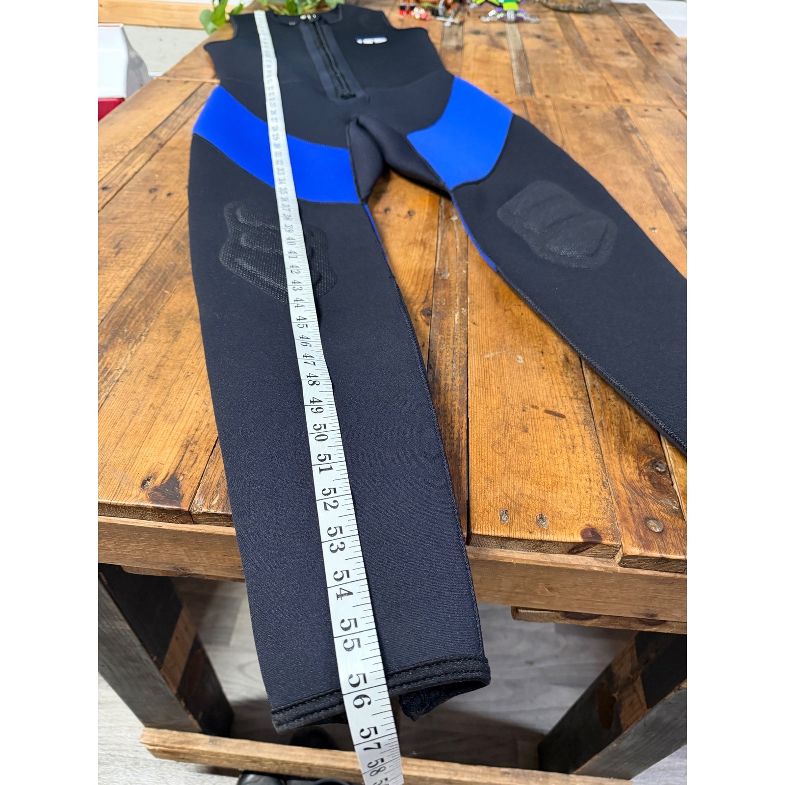 Deep See Warmers Wetsuit Men L Black Blue Neoprene Sleeveless Front Zip Sport
