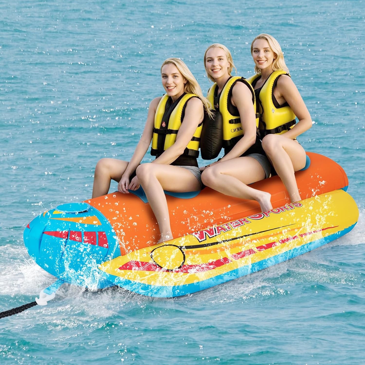 Inflatable Banana Boat Towable Tubes for Boating 3 Person Water Fun Toy