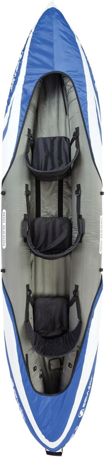 Sevylor Big Basin Inflatable Kayak 3-Seater Blue/Gray Includes 2 Oars Rutter NEW