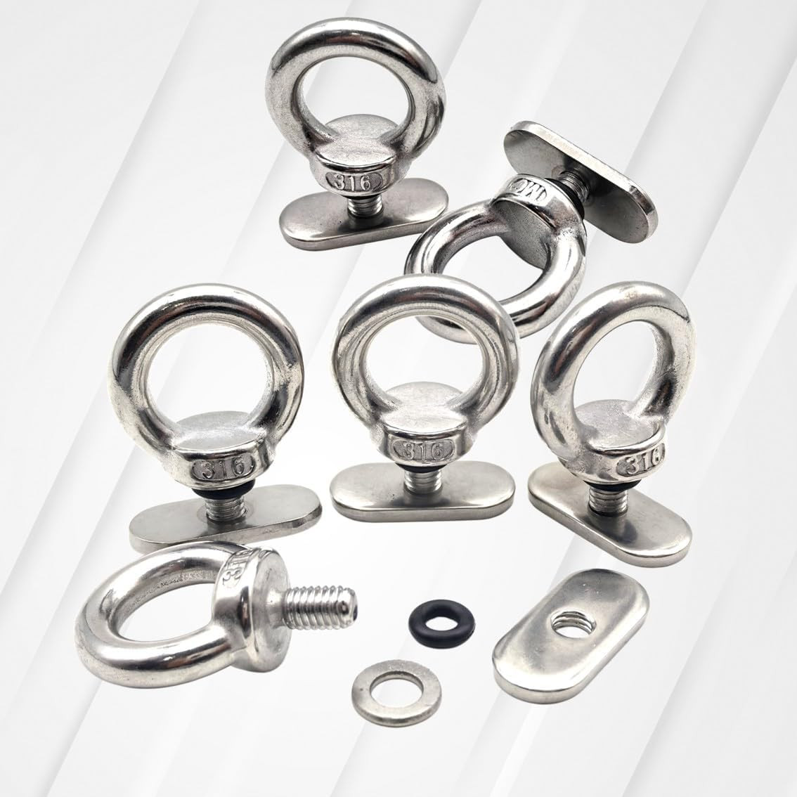 Kayak Track Mount Accessories 6 Pack, Stainless Steel Tie down Eyelet Rail Syste