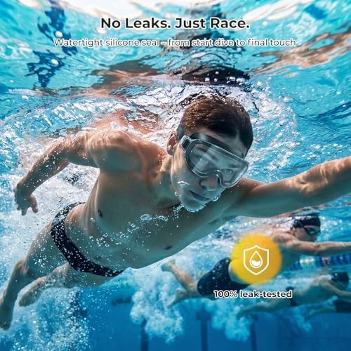 2-Pack Swim Goggles for Black/Iridescent Gold Plated + Black/Silver Plated