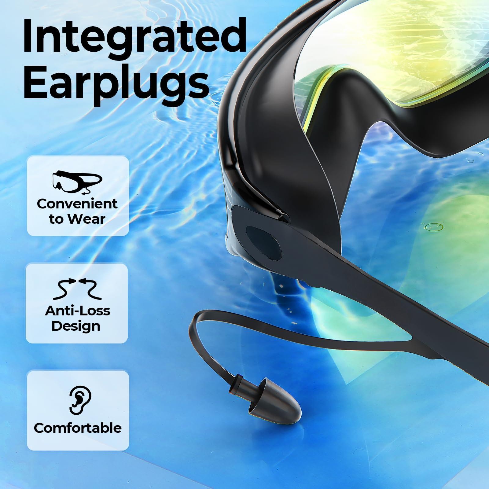 GMOX Swimming Goggles 2/3pcs with Earplugs & Nose Clip, Adjustable Anti Fog