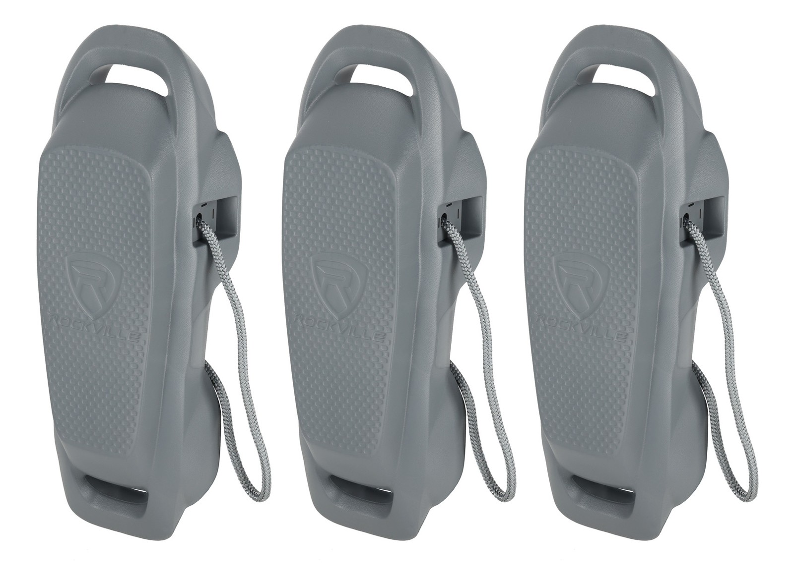 Rockville 3 Pack Titan Foam Fender Gray 22″x9″ Boat Bumper No-Knot/Quick Adjust