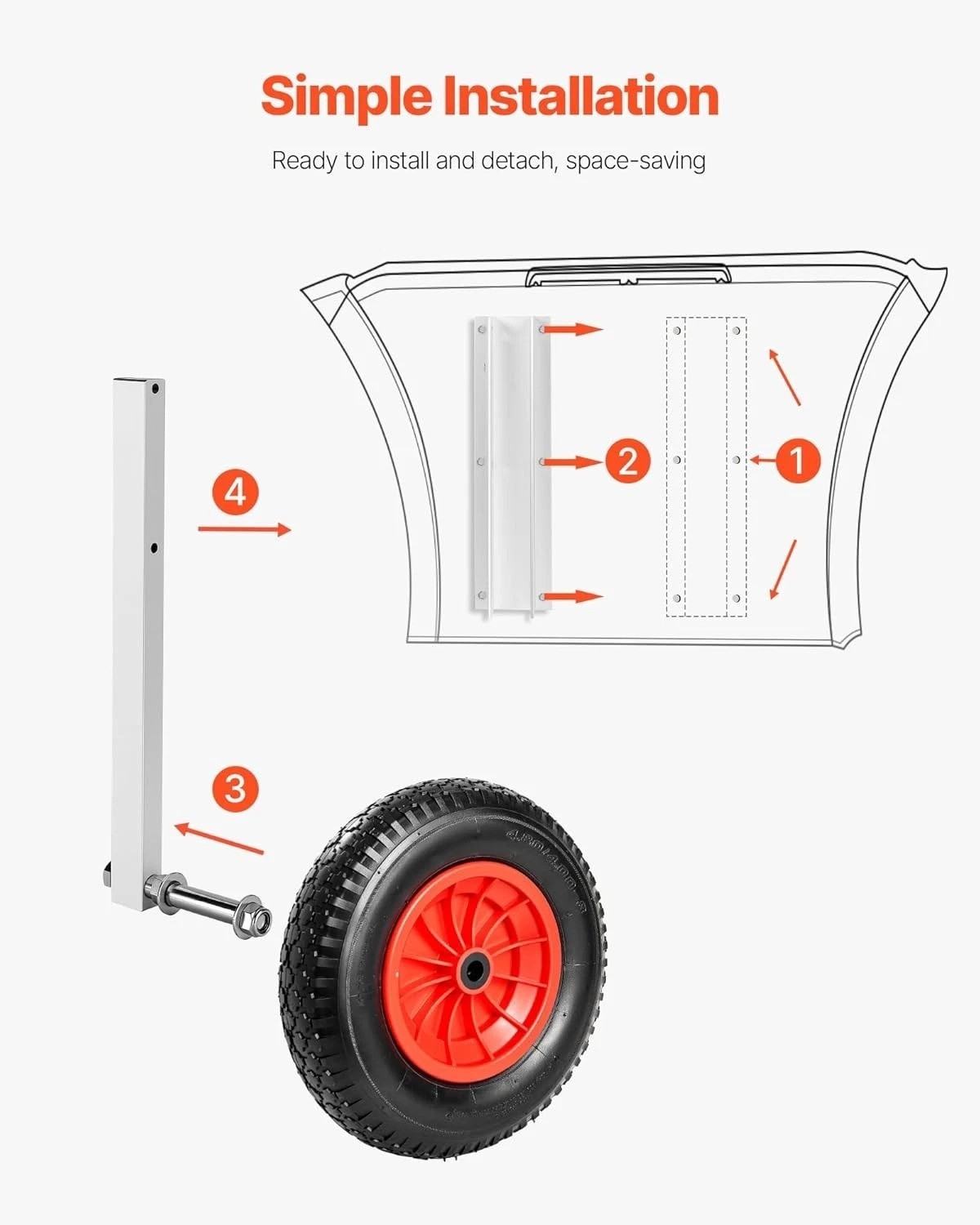Folding Boat Launching Wheels with Quick Release Pins – Heavy Duty 300 Lbs