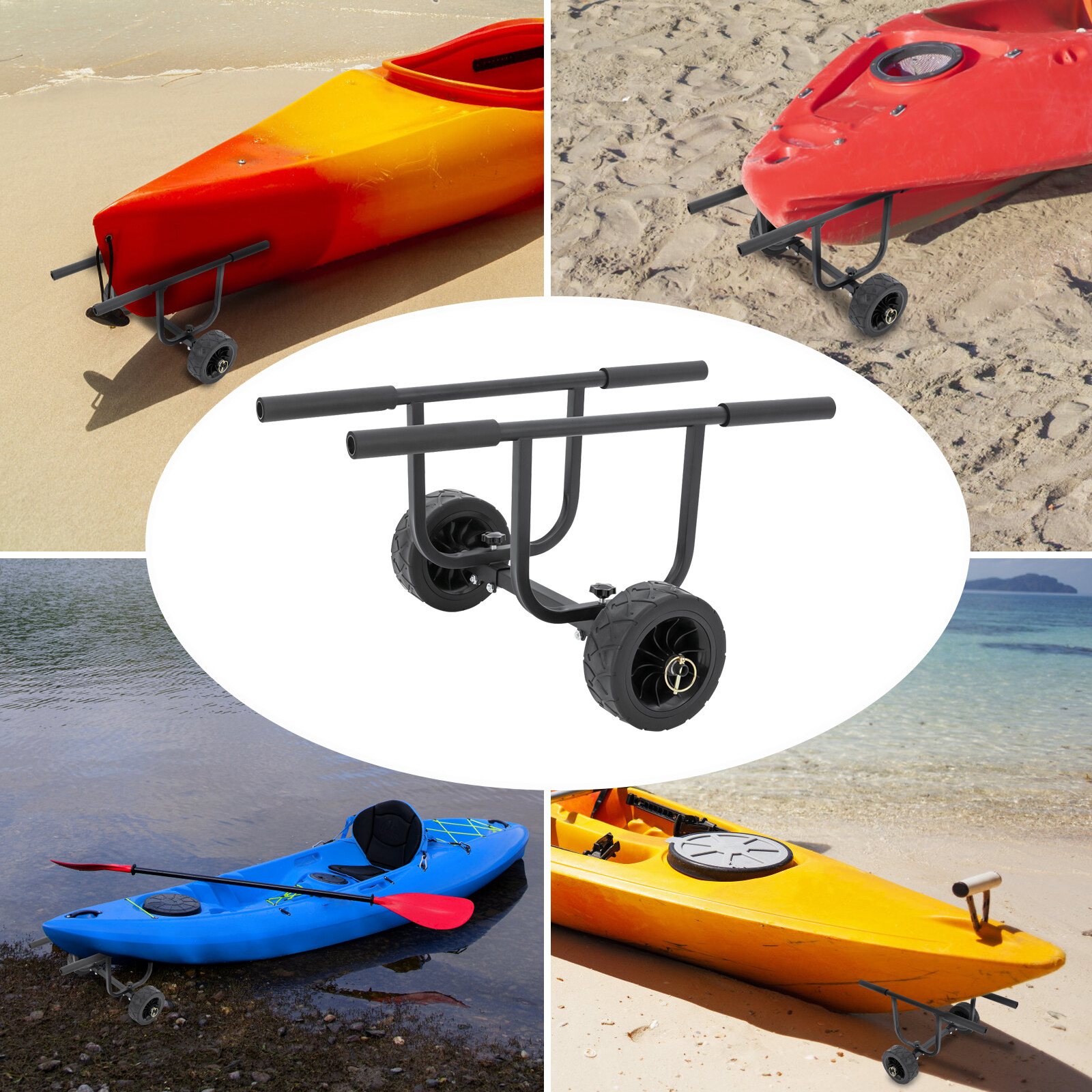 220lbs Kayak Canoe Boat Carrier Dolly Trailer Trolley Transport Cart w/Wheel