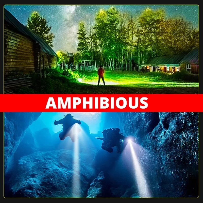 Scuba Diving Flashlight 3000 Lumens Unde Water 100 Meters Waterproof LED US