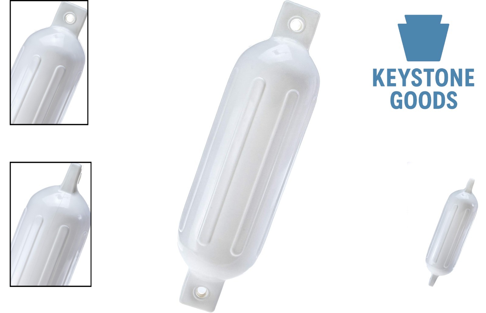 Twin Eye Inflatable Boat Fender for 15-20 ft Boats – White