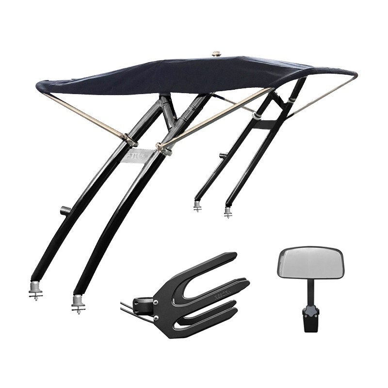 Reborn Launch Boat Tower Matte Black +Wake/Surf Rack +Mirror +Pro3 Tower Bimini