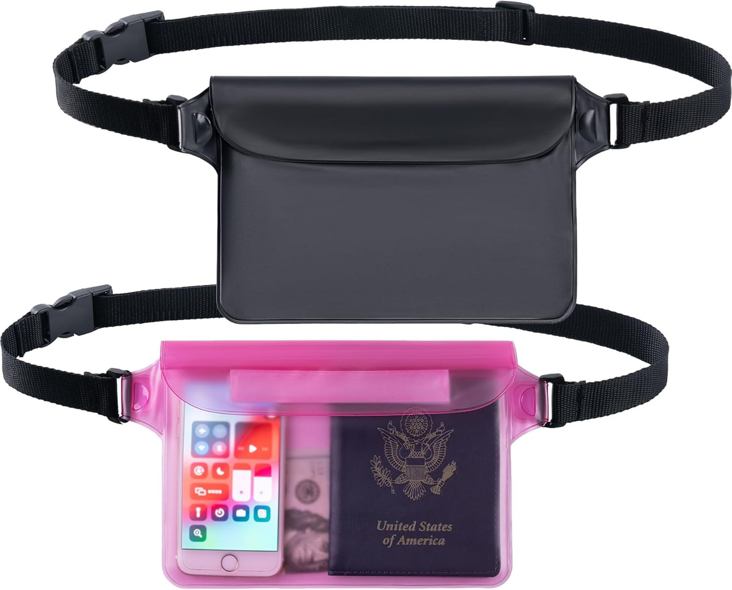 2-Pack Waterproof Pouch with Adjustable Waist Strap | Screen Touch Sensitive Dry