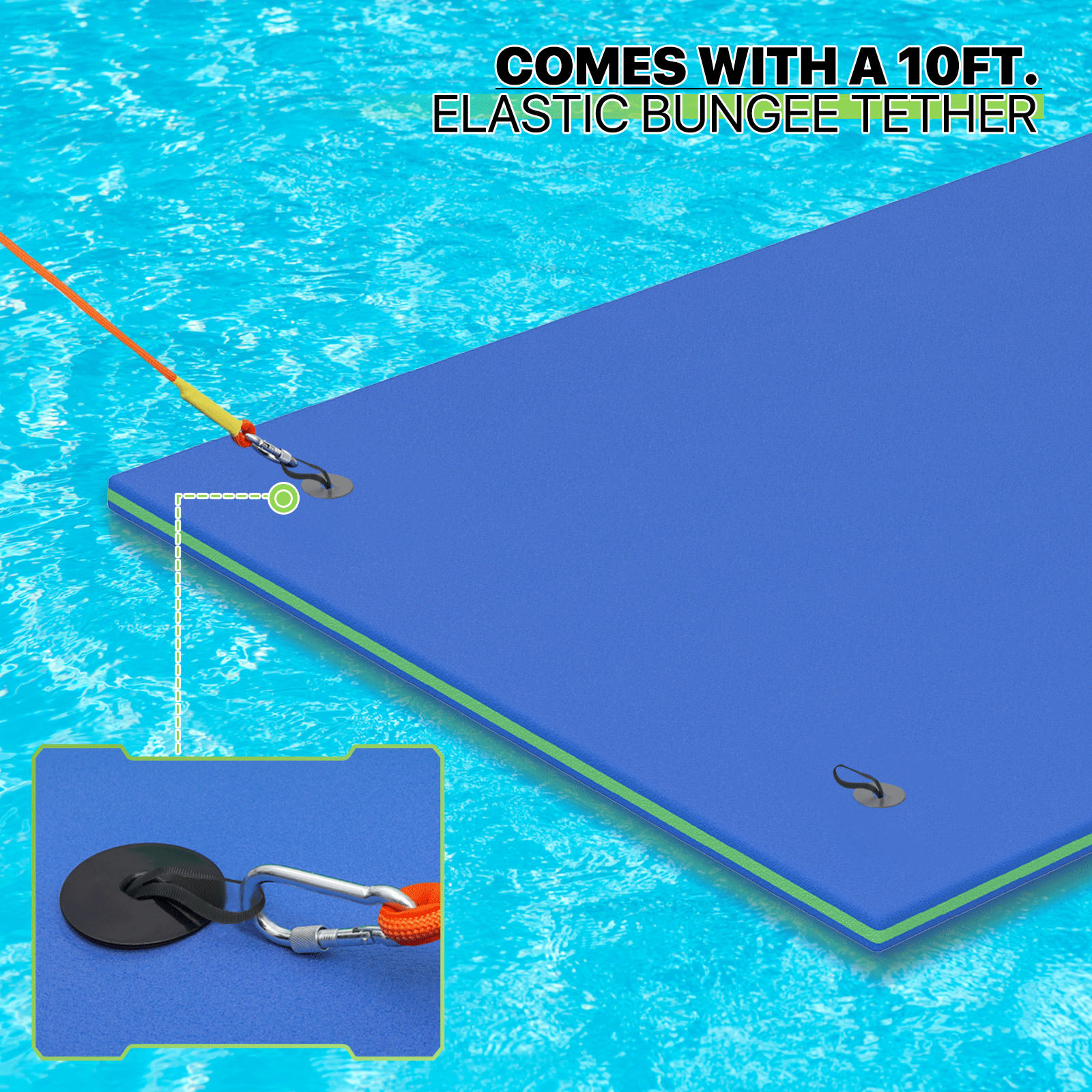 12 ft Blue Floating Water Pad 3-Layer XPE Foam Lounge Bed River Gaint Float Mat