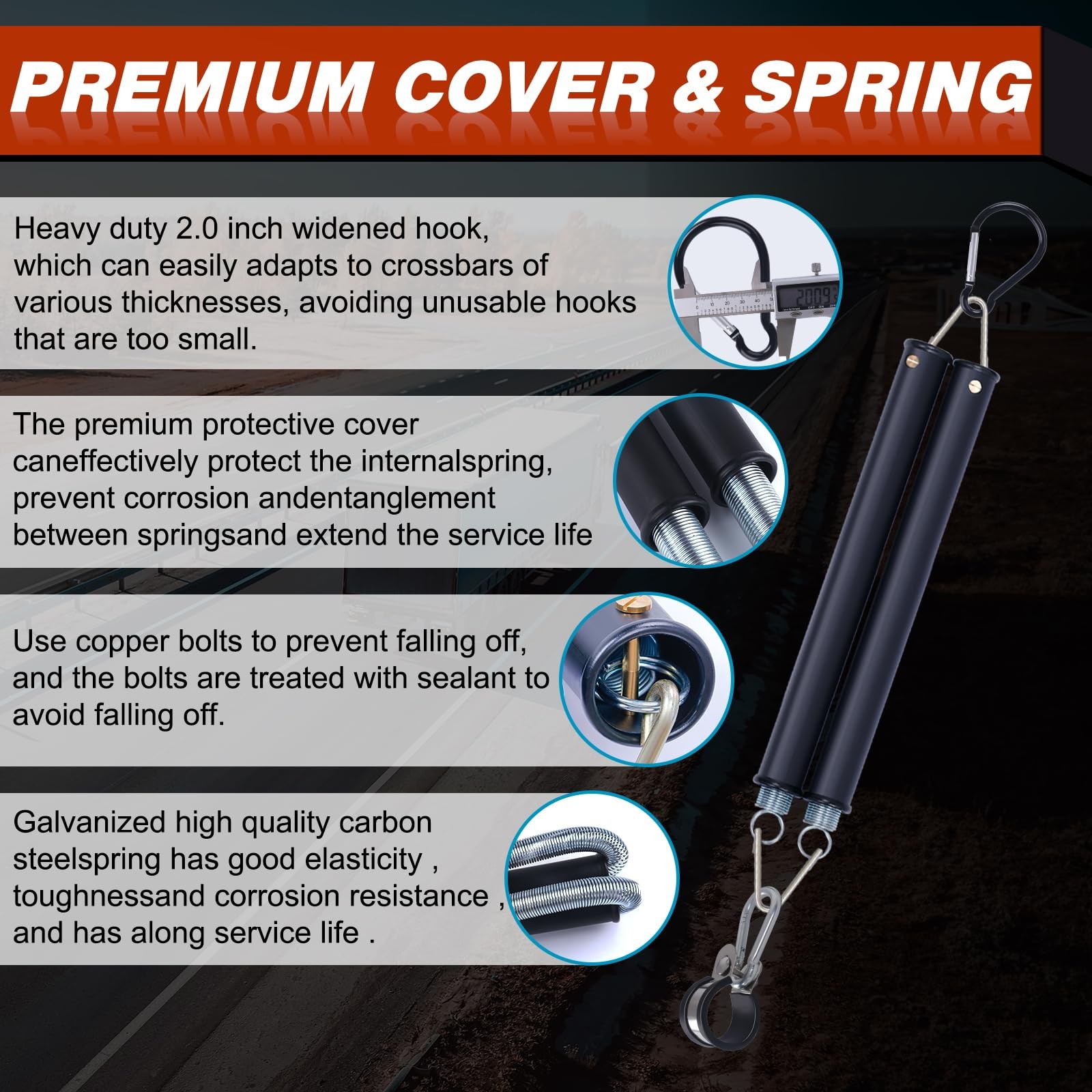 Double Tender Spring Kit with 3in1 Trailer Hose Holder for Semi Truck Lines 16″