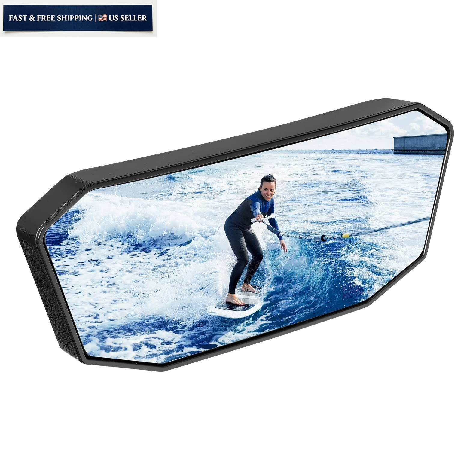 KEMIMOTO Marine Boat Mirror Upgraded Size 10.5 in x 4 in, Square Clamp